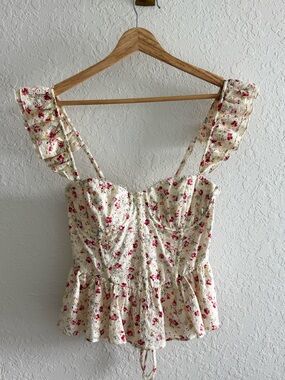 ASTR The Label Floral Peplum Corset Blouse